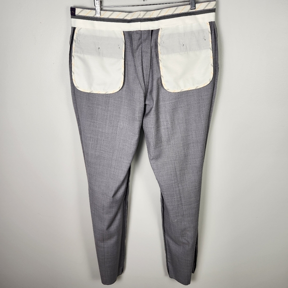 Mantoni 100% Italian Super Fine Wool No Pleat Dress Pants In Gray Size 38R #0413 - Picture 9 of 14